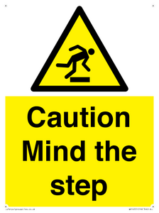 Caution Mind the step warning sign